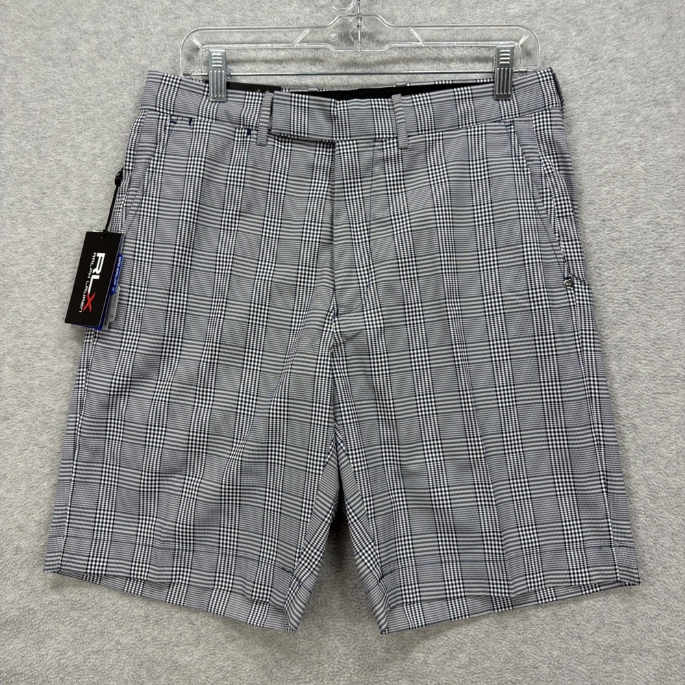 RLX Ralph Lauren Shorts Mens 30 Navy Glen Check Classic Fit Hydrophobe Golf NEW
